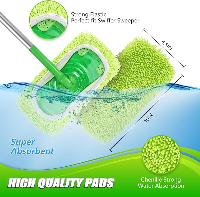 Set of 4 Reusable Microfiber Mop Pads Compatible - Image 3