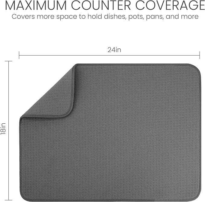 Bellemain XXL Dish Mat 24" x 17" Microfiber Dish Drying Mat, Super absorbent - Image 2