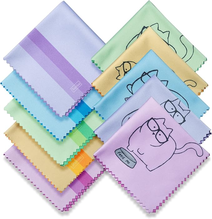 10 Pack Cute Kitty Cat Design Multicolor Microfiber Cleaning Cloths by ShowyourglassessomeLove
