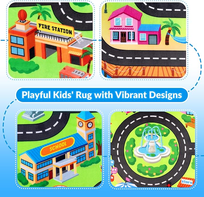 Kids Rug, 6x9 FT Island City Car Rug Play Mat - Image 5