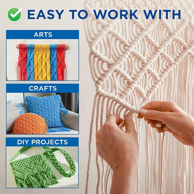 TECEUM Cotton Rope 3/16” – 50 FT – Strong All-Purpose Braided Rope – Natural - Image 3