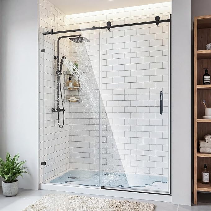 56-60" W x 75" H Frameless Shower Door, Magnetic Sliding Glass Shower Door by CAMMOO