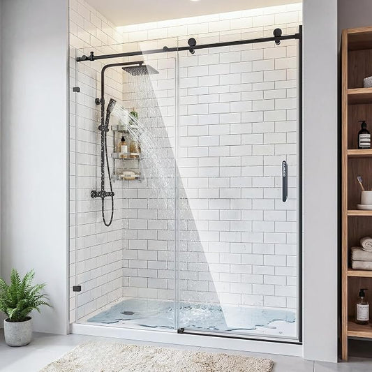 56-60" W x 75" H Frameless Shower Door, Magnetic Sliding Glass Shower Door by CAMMOO