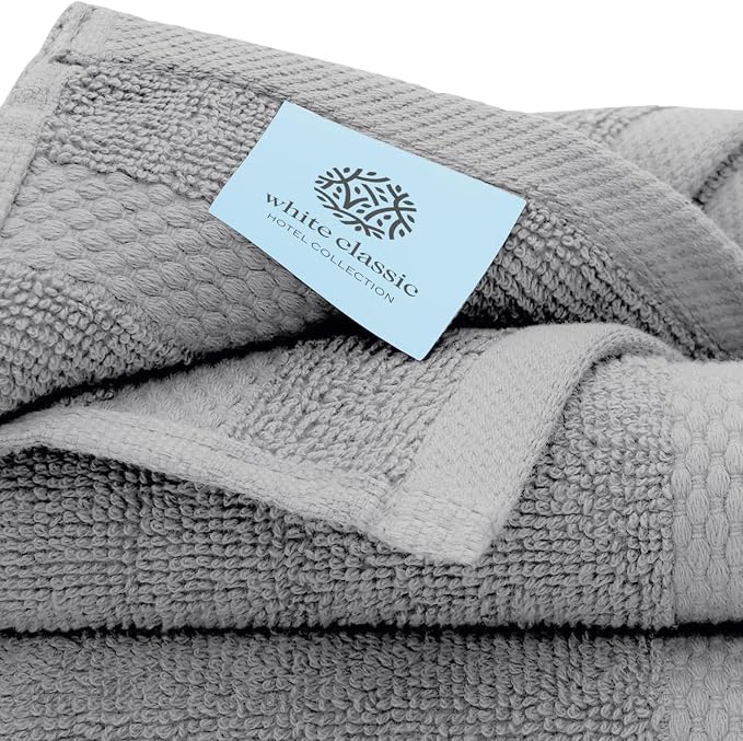 White Classic Luxury Cotton Washcloths 13x13 Inch - Image 4