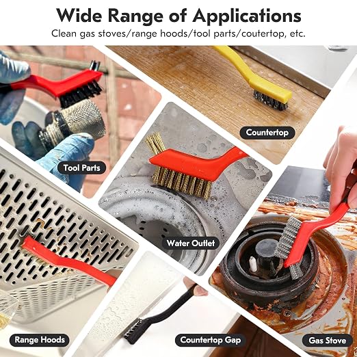 Small Wire Brush Set 6Pcs, Stainless Steel/Brass/Nylon/Bristle Mini Wire Brushes - Image 6