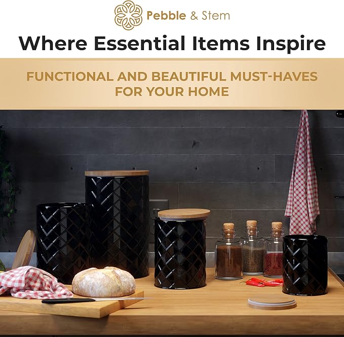 Pebble & Stem® Black Metal Canister Set - Image 8