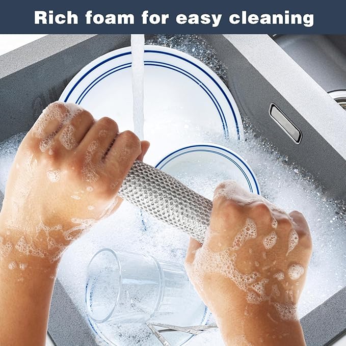 10 Pack Stainless Steel Scrubber, Reusable Diamond Weave Scrubber Cloths - Image 6