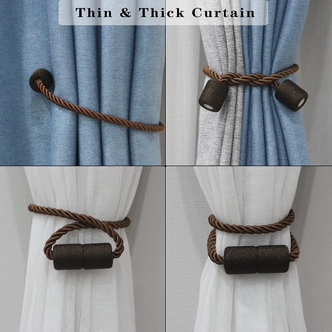 6 Pack Coffee Strong Magnetic Curtain Tiebacks Outdoor Elegant Decorative Tie - Image 5