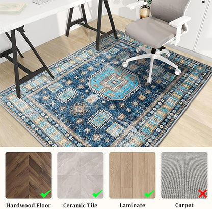 Office Chair Mat for Hardwood Floor, 60"x45" Easy Glide Computer Desk Mat Protector for Rolling Chair Under Desk Rug Nonslip Backing, Machine Wash, (Modern)