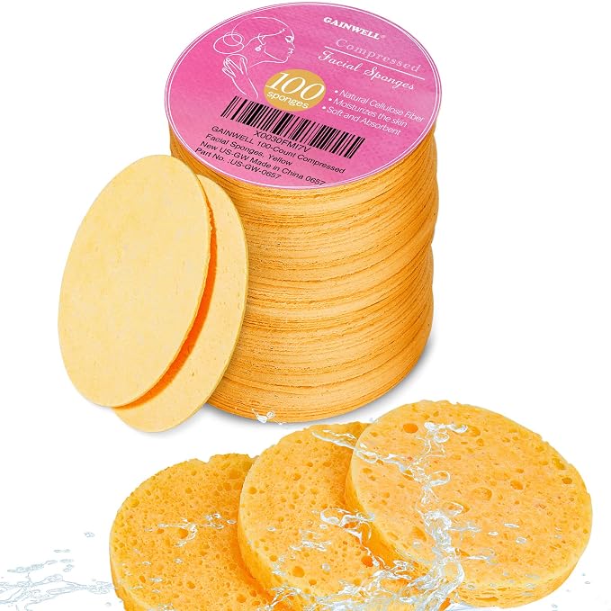 GAINWELL 100PCS Compressed Facial Sponges, by GAINWELL