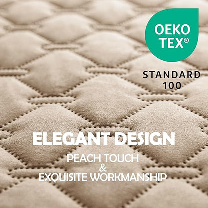 gogobunny 3X Stronger Waterproof Pet Blanket, Scratch Proof Furniture Protector for Dogs Cats, Reversible Cover 82x82 Inch, Dark Beige