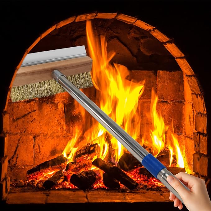 Pizza Oven Brush with Scraper and 4 Sections Detachable Long Rod and - Image 7