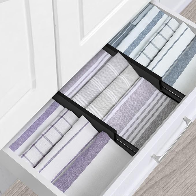Utoplike 4 pcs Bamboo Kitchen Drawer Dividers Large, Adjustable Black Drawer - Image 6