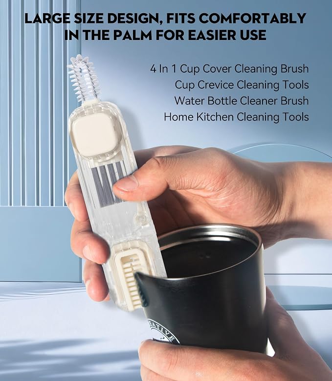 4 in 1 Cup Lid Gap Cleaning Brush, Mutipurpose Tiny Silicone Cup Holder Cleaner - Image 4