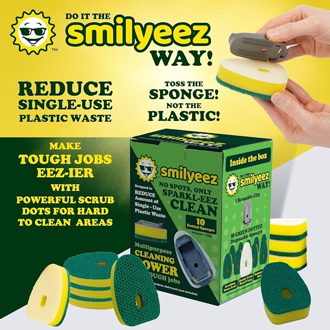Smilyeez No Plastic Heavy Duty Green Dotted Sponge Refill - Image 2