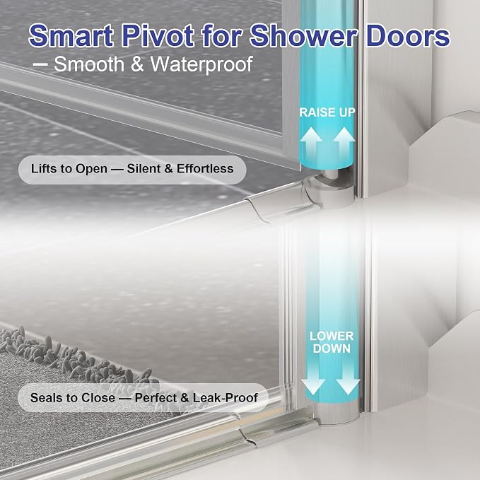 Frameless Pivot Shower Door 26"-28" W x 72" H, Swing Shower Glass Doors - Image 5