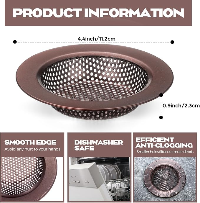 Retisee 2 Pcs Sink Strainer Stainless Steel Kitchen Sink Drain Strainer Basket - Image 2