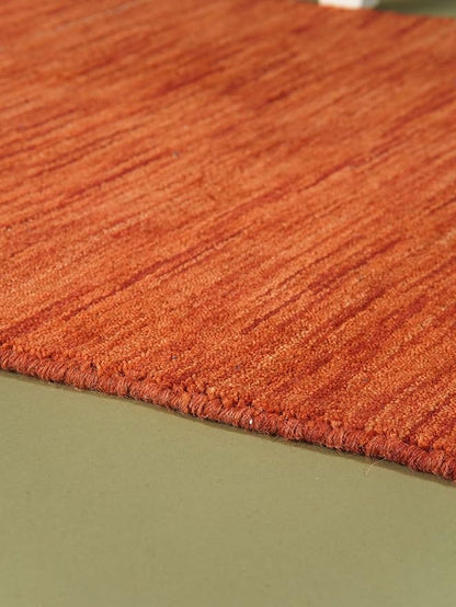 Hand Knotted Loom Wool ECO-Friendly Area Rugs - 2'6"x8', Runner, Light Red Color, Solid Plain Design, High Pile Handmade Anti Skid Area Rugs for Living Room, Bed Room (L00111)