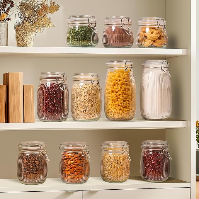 ComSaf Airtight Glass jar with lid 51oz Set of 3, Glass Storage Containers with - Image 6