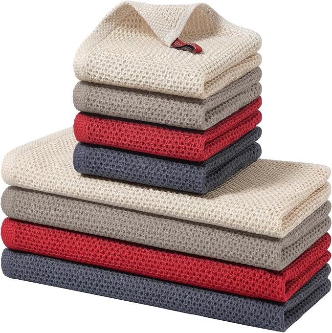 Homaxy 100% Cotton Kitchen Towels and Dishcloths Set, 12 x 12 Inches and 13 x by Homaxy