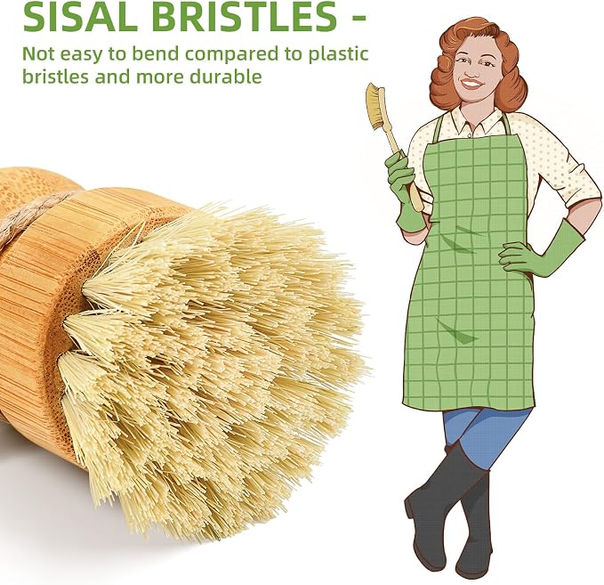 SUBEKYU Bamboo Dish Scrub Brushes - Image 2