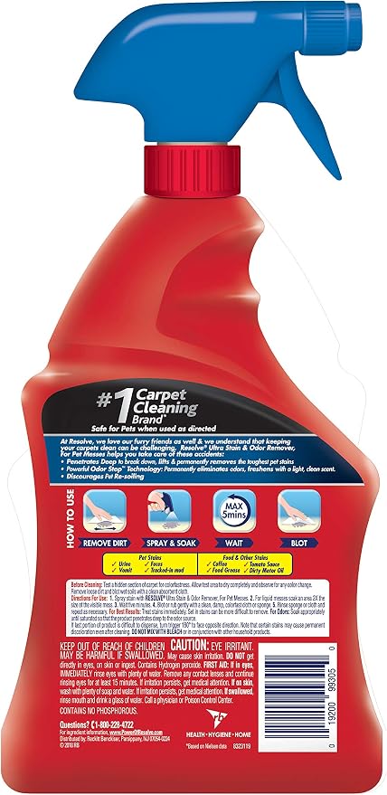 Resolve Ultra Pet Odor and Stain Remover Spray – Carpet Cleaner - Image 3