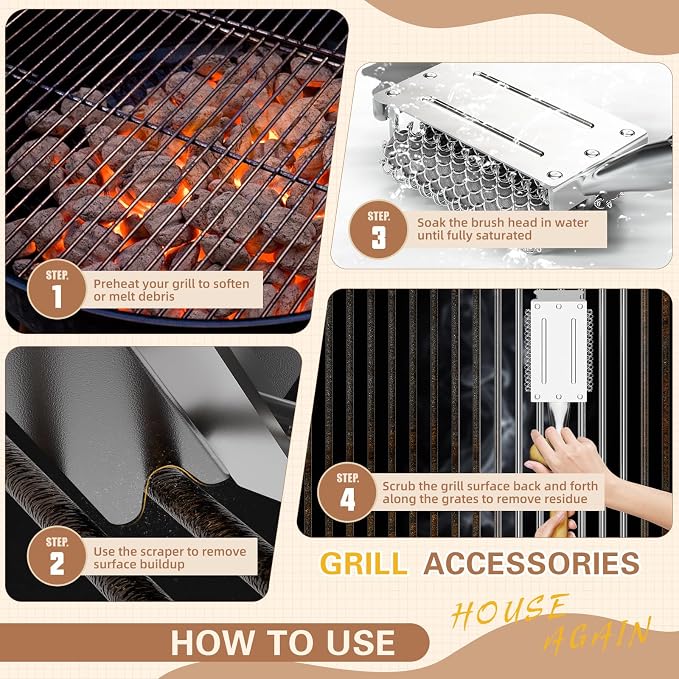 HOUSE AGAIN Grill Brush and Scraper Bristle Free - Image 4