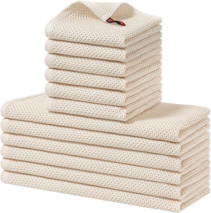 Homaxy 100% Cotton Kitchen Towels and Dishcloths Set, 12 x 12 Inches and 13 x by Homaxy