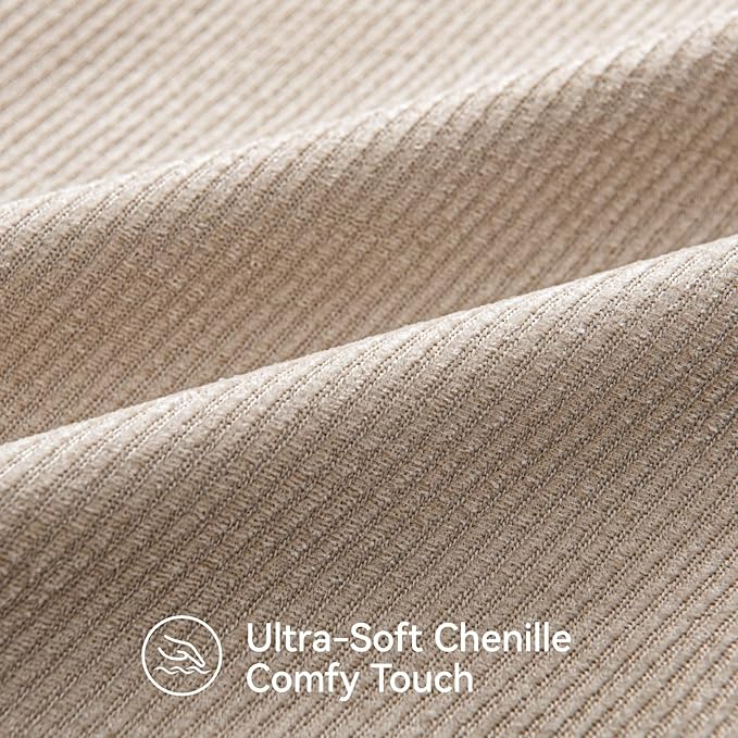 a moment Pack of 2 Decorative Chenille Throw Pillow Covers with Twill Cushion Covers for Sofa Living Room Couch Bed 12x20 Inch Beige
