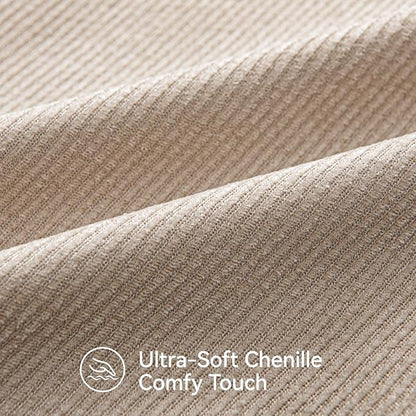 a moment Pack of 2 Decorative Chenille Throw Pillow Covers with Twill Cushion Covers for Sofa Living Room Couch Bed 12x20 Inch Beige