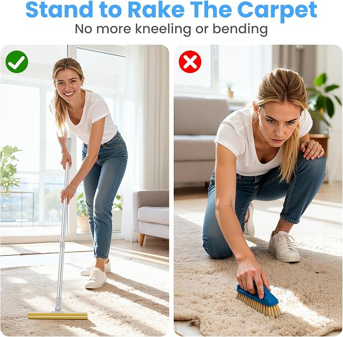 3 in 1 Carpet Rake for Pet Hair Removal, Tool Set of 3, 55” Long Handle Carpet - Image 5