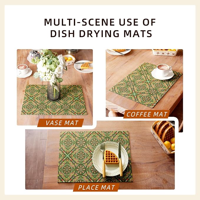 Dish Drying Mat Mexican Absorbent Coffee Mat Rubber Backed Moroccan Soft - Image 6