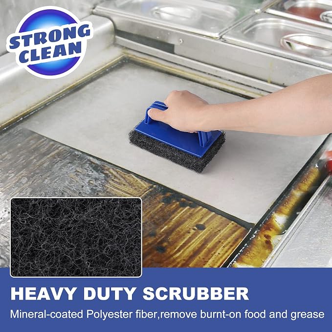 Blackstone Grill Cleaning Kit, Heavy Duty Griddle Scrubber Scouring Pad & Handle - Image 2