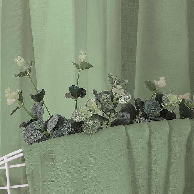 Tollpiz Sheer Curtains Bedroom Linen Textured Curtain Sheers Light Filtering - Image 6