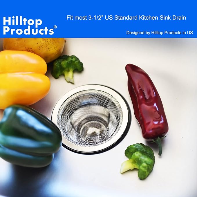 2 Pack - 4.5" Top / 3" Mesh Basket - Kitchen Sink Drain Strainer Stainless - Image 4