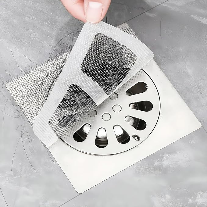 30-Pack Disposable Shower Drain Hair Catchers, Mesh Sticker Covers by CiiVii