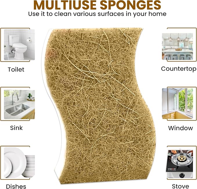 Natural Kitchen Sponge –12-Pack Biodegradable Sponges - Image 2