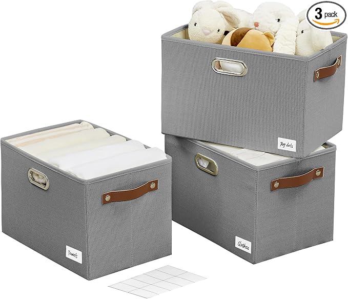 Large 3-Pack Foldable Fabric Storage Bins by Bagnizer