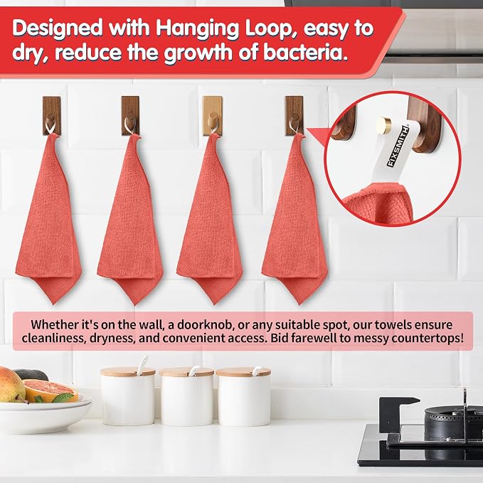 FIXSMITH Red Microfiber Cleaning Cloth -Pack of 8, Highly Absorbent Cleaning - Image 4