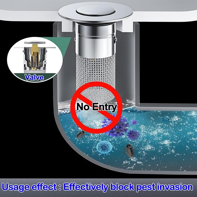 Bathroom Sink Drain Strainer, Pop-up Sink Stopper Hair Catcher - Image 5