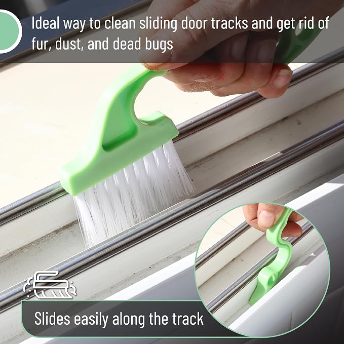Slick- Window Track Cleaning Brush, 3 Pack, Ergonomic Handle, Built-in Scraper - Image 4