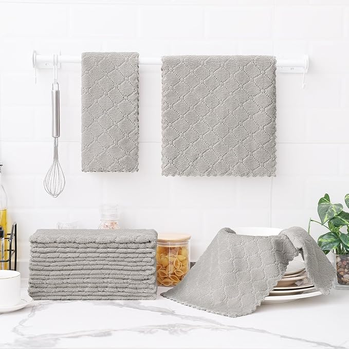 Homaxy 24 Pack Dish Towels for Kitchen, Super Soft and Absorbent Coral Velvet - Image 6