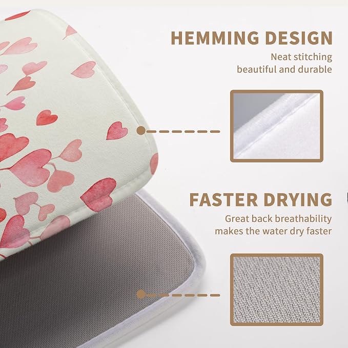 Happy Valentines Day Dish Drying Mat Valentine Drying Matt Kitchen Counter Love - Image 3