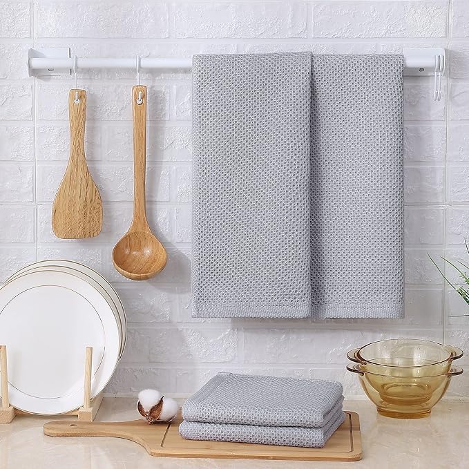 Kitinjoy 100% Cotton Waffle Weave Kitchen Hand Towels - Image 6