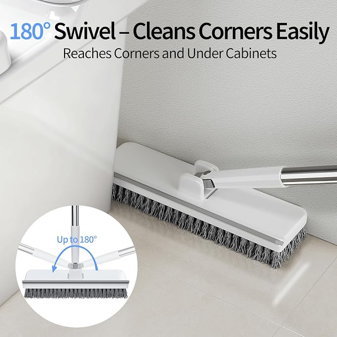 Floor Scrub Brush with 55" Long Handle, 2-in-1 Floor Brush with Built-in - Image 6