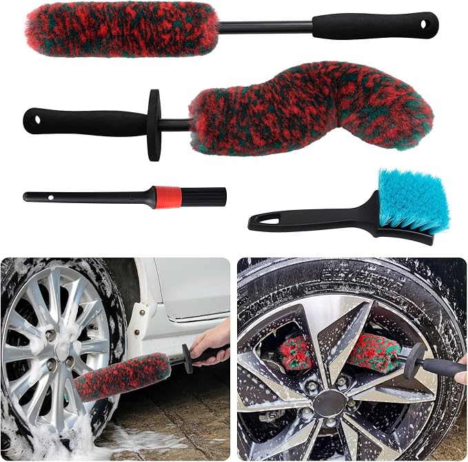 4 Pack Car Wheel and Tire Cleaner Brushes Kit Auto Motorcycle Rim Hub Ultra by Unknown