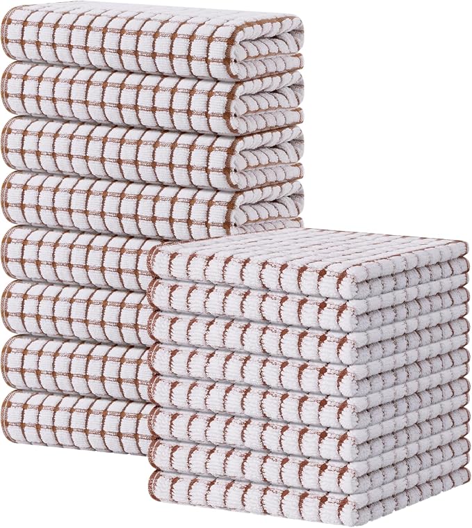 Kitinjoy Cotton 16 Pack Kitchen Towels and Dishcloths Sets, 16 x 25 Inch & 12 X by Kitinjoy