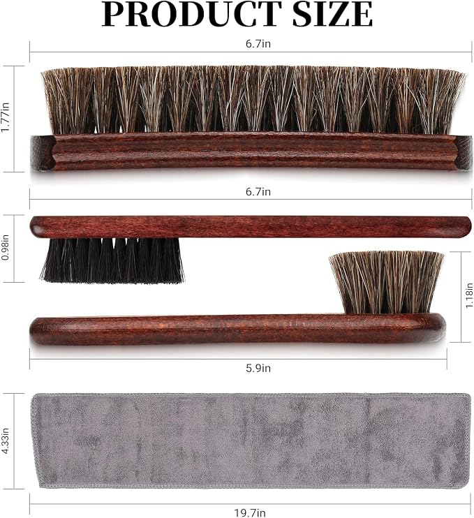 4PCS 100% Horse Hair Brush for Leather Shoe Brush Cleaning Boot Care Horse Hair - Image 8