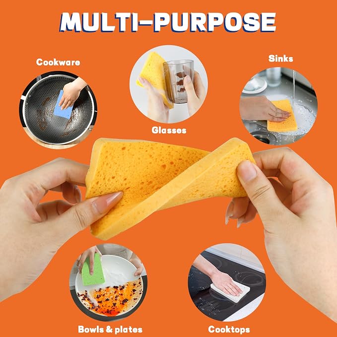 7 Pack Biodegradable Cellulose Pop Up Sponges | Compostable Kitchen Sponges - Image 4