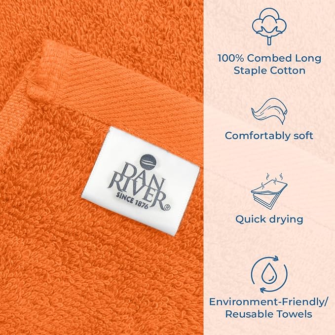 DAN RIVER Bath Towels Set of 4, 27 x 54 Inches, 100% Cotton, Larger & Lighter - Image 4